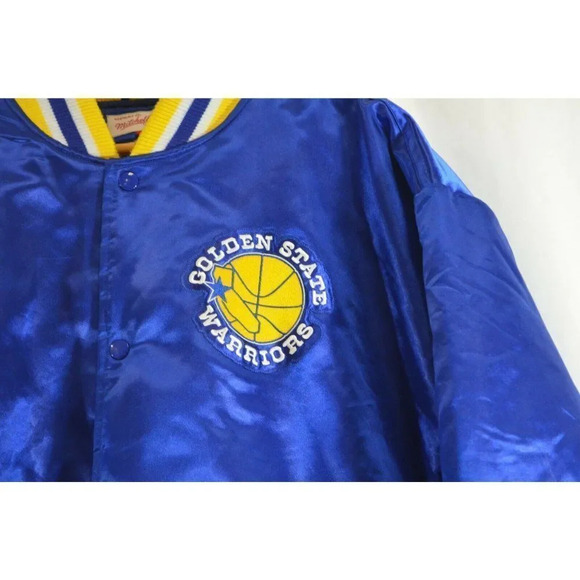 Mitchell &  Ness Golden State Warriors Satin Jacket Hardwood Classics 2XL Mens - Picture 2 of 8